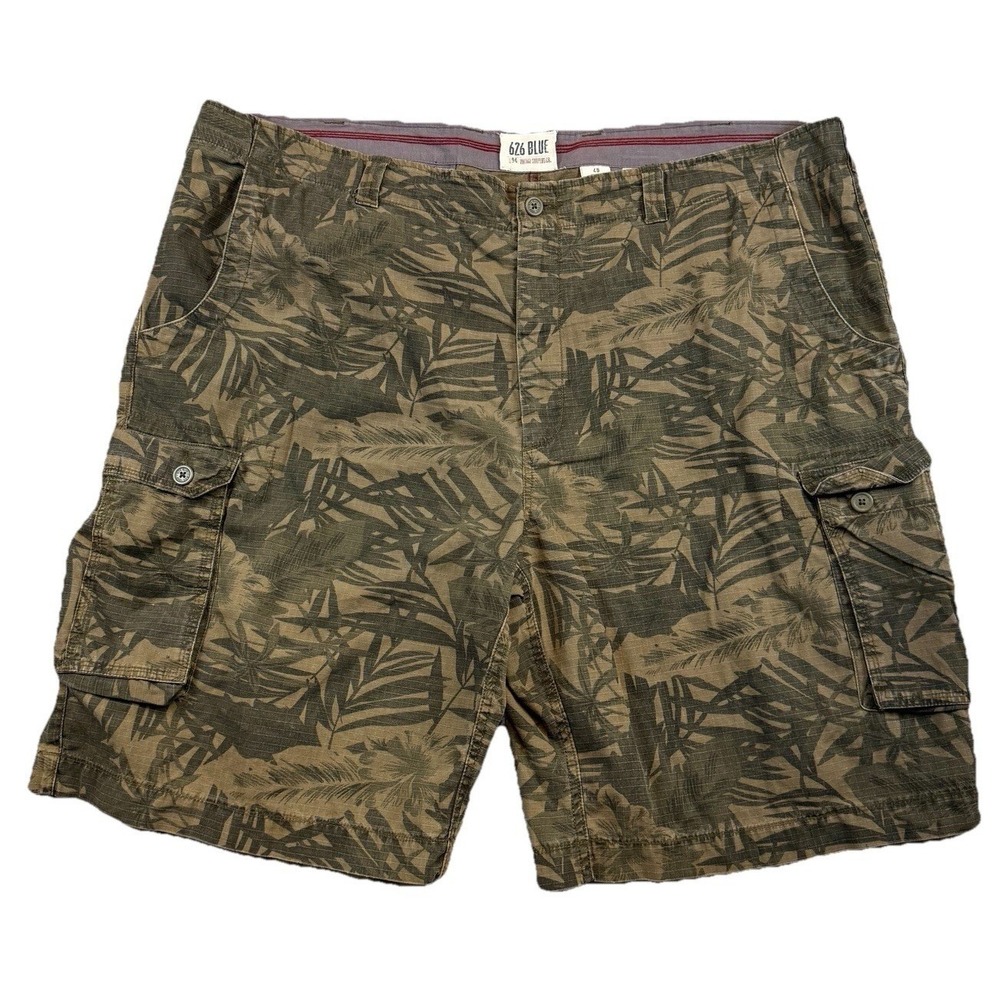 626 Blue Vintage Surplus Co Cargo Shorts Men's 48 Palm Leaves Ripstop Normcore